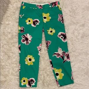 J.Crew Factory Green Floral Ankle Pants size 6